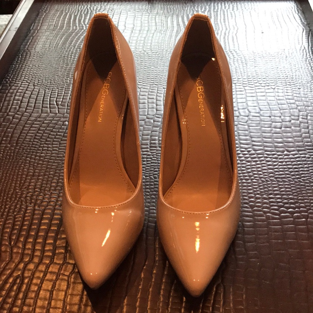 BCBGeneration Nude Patent Leather Pumps